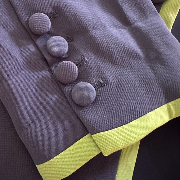 Anthropologie by Maeve Navy and Cream Blazer with Green Accents - Picture 8 of 10